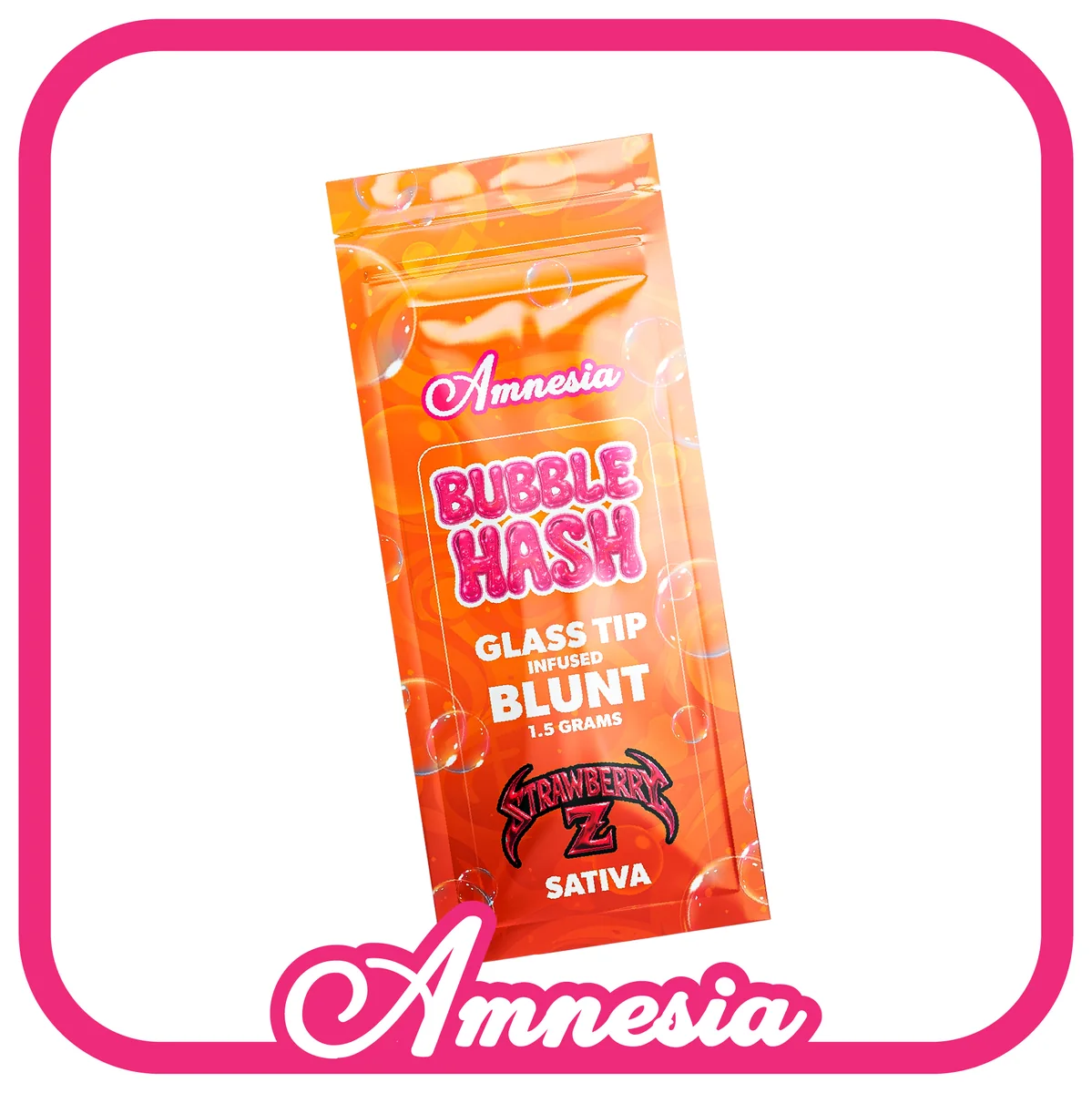 Amnesia Bubble Hash Glass Tip Infused Blunts — Strawberry Z package, Michigan