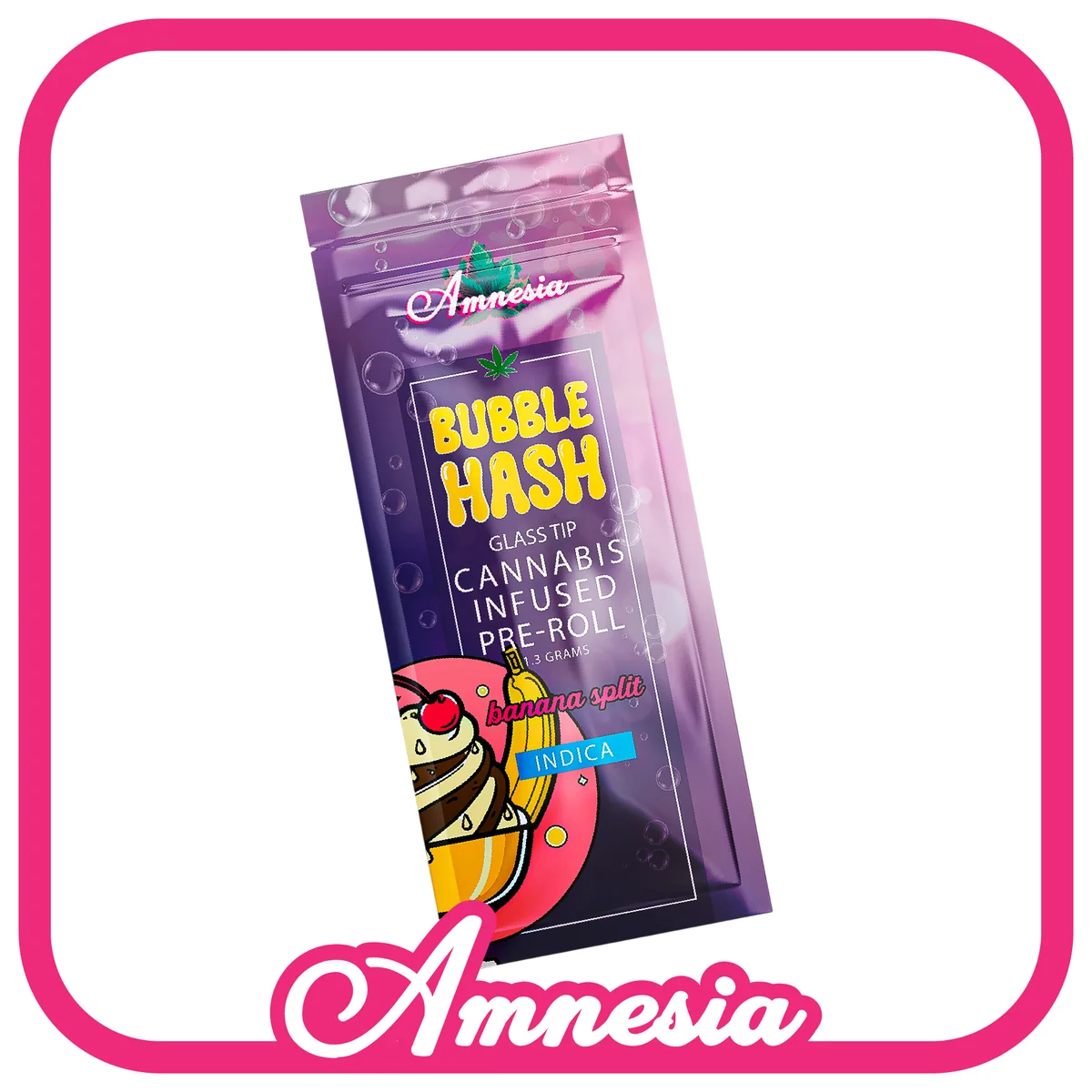 Amnesia Bubble Hash Glass Tip Pre-Rolls — Banana Split package, Michigan