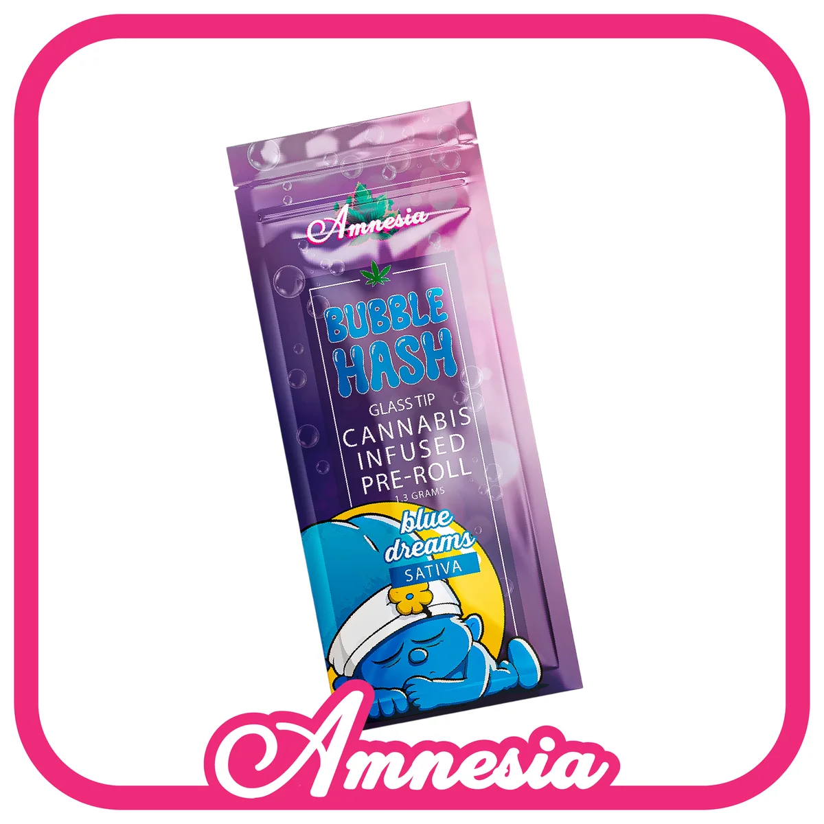 Amnesia Bubble Hash Glass Tip Pre-Rolls — Blue Dreams package, Michigan