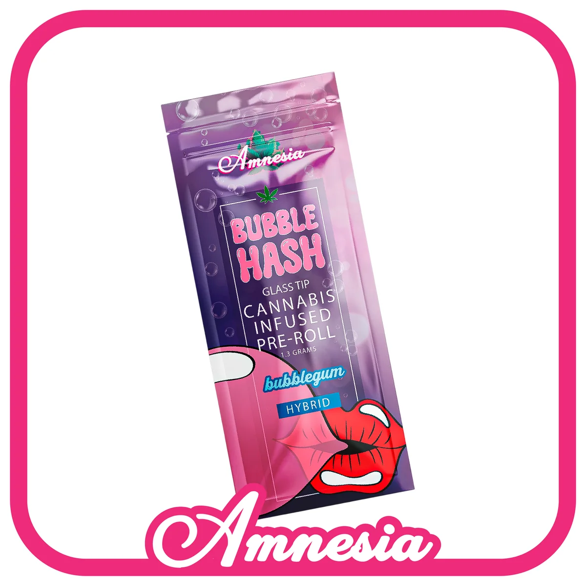 Amnesia Bubble Hash Glass Tip Pre-Rolls — Bubblegum package, Michigan