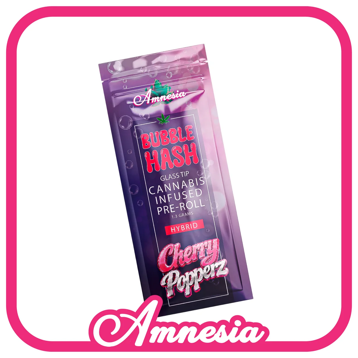 Amnesia Bubble Hash Glass Tip Pre-Rolls — Cherry Popperz package, Michigan