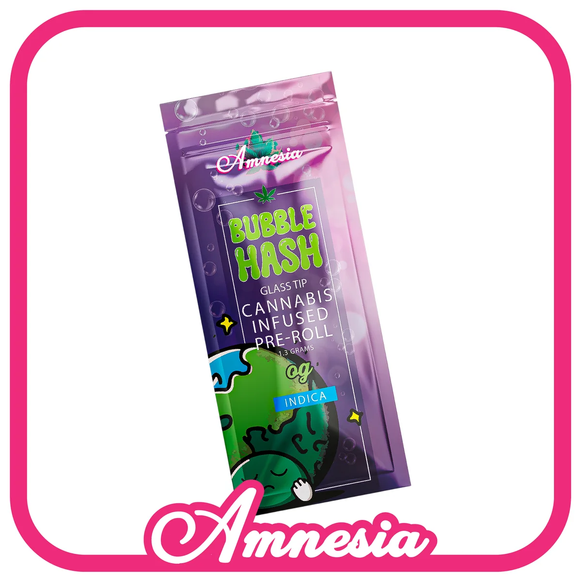 Amnesia Bubble Hash Glass Tip Pre-Rolls — OG package, Michigan