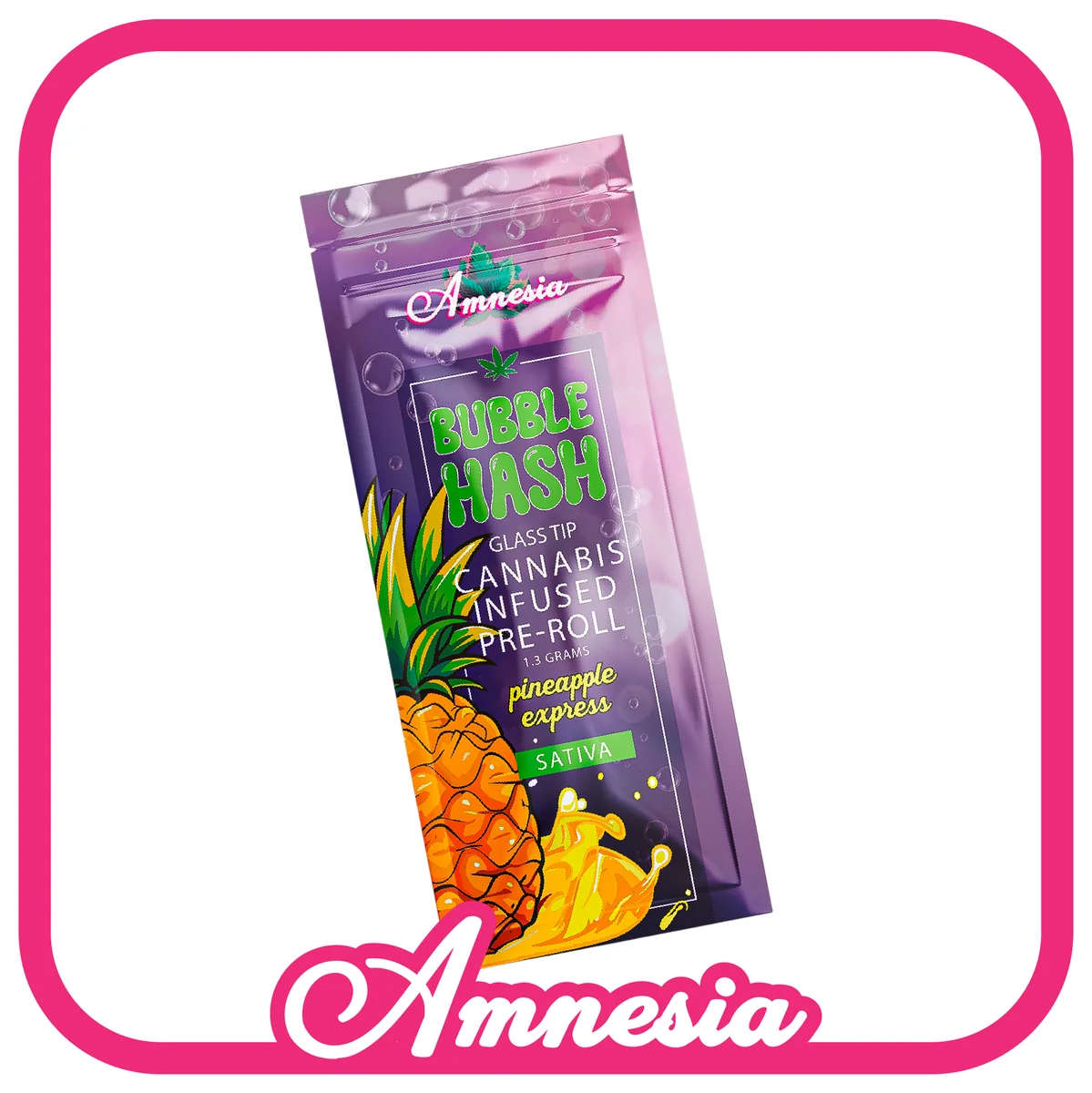 Amnesia Bubble Hash Glass Tip Pre-Rolls — Pineapple Express package, Michigan