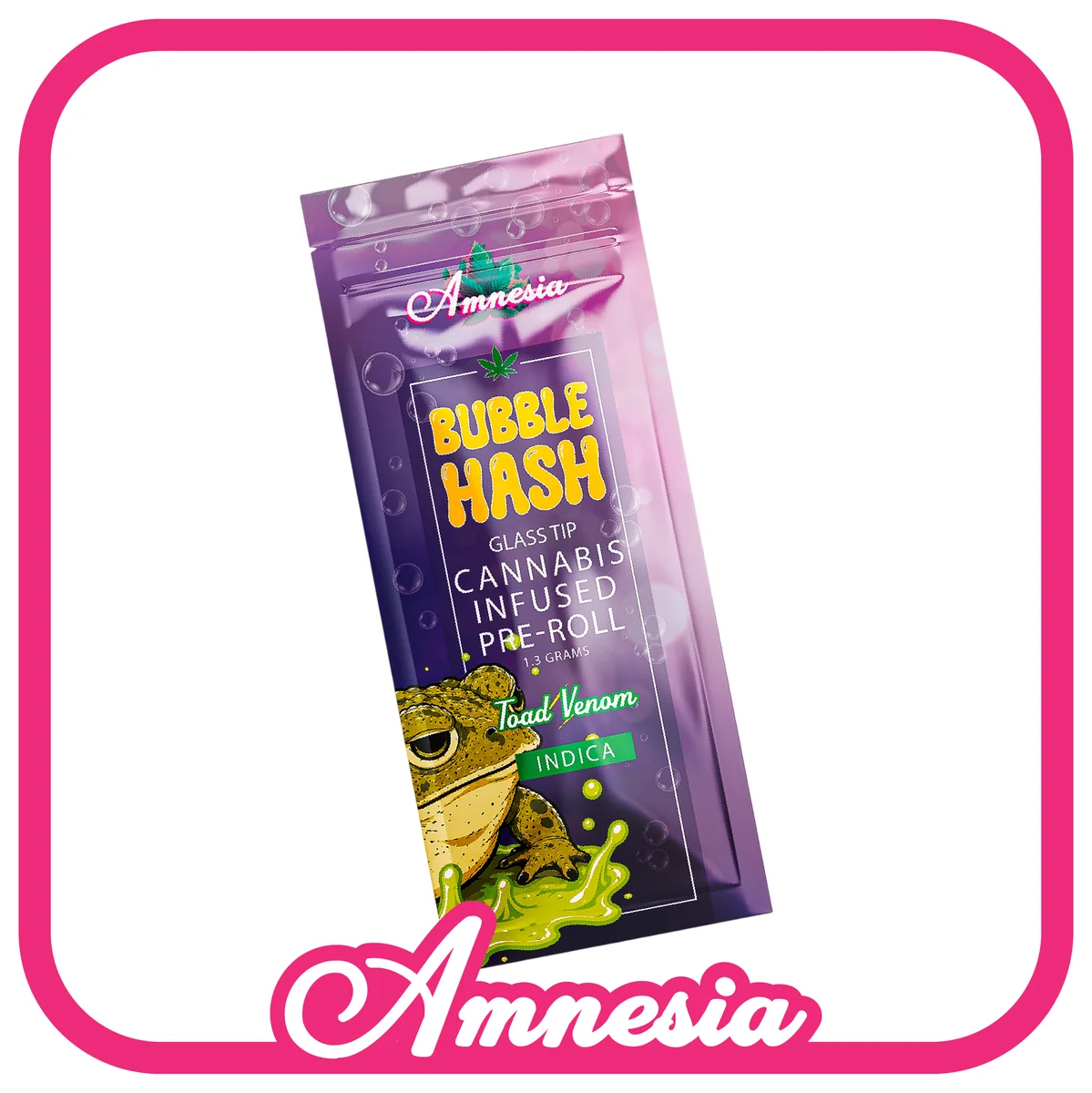 Amnesia Bubble Hash Glass Tip Pre-Rolls — Toad Venom package, Michigan