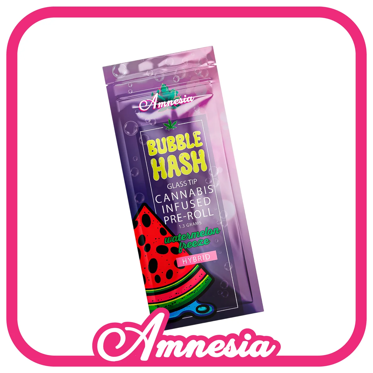 Amnesia Bubble Hash Glass Tip Pre-Rolls — Watermelon Freeze package, Michigan